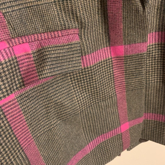 NEW H&M Wool Blend Plaid Blazer Trench Coat Outerwear Jacket Brown Pink XL NWT - Picture 2 of 7